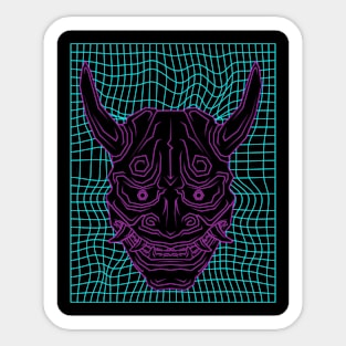 Aesthetic Synthwave Neon Pink Oni Demon Sticker